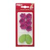 Set 8 Flores Açúcar Fucsia + 5 Folhas Verdes