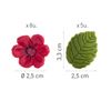Set 8 Flores Açúcar Fucsia + 5 Folhas Verdes