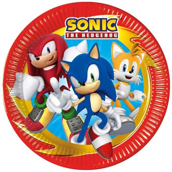 8 Pratos 23cm Sonic The Hedgenog