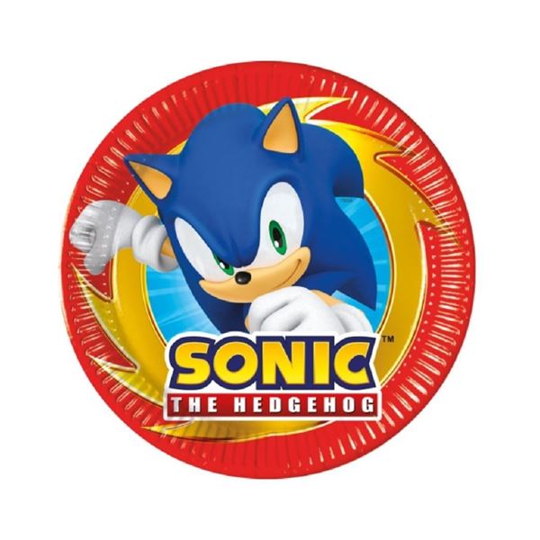 8 Pratos 20cm Sonic The Hedgenog