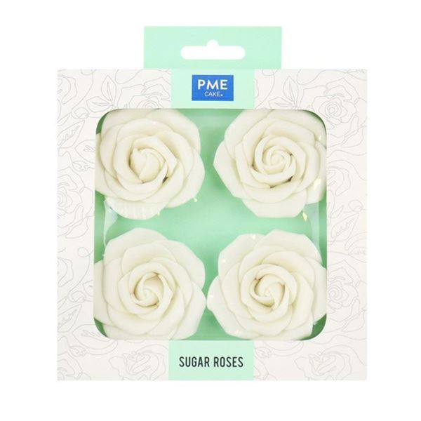 4 Rosas De Açúcar Branco 62mm