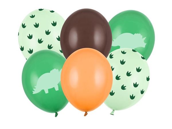 6 Balões Latex Dinossauros Mix