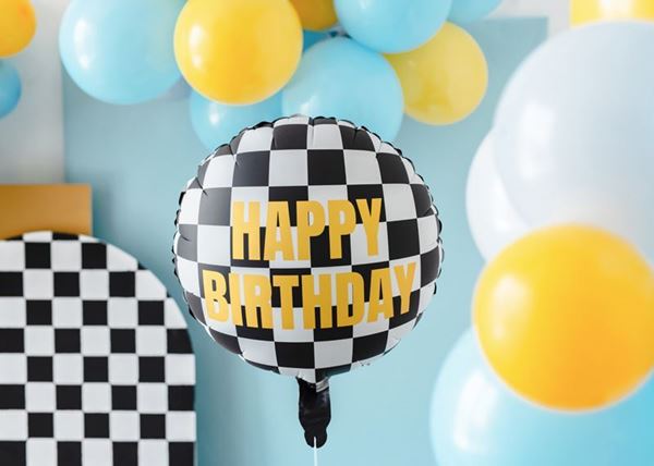 Balão Foil Racing Happy Birthday 45cm