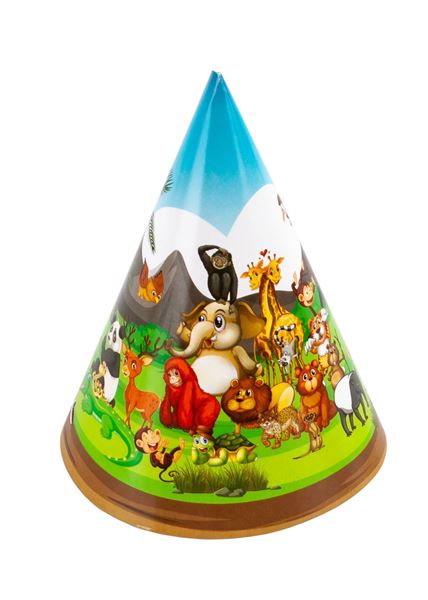 6 Chapéus Cone Animais Da Selva Divertidos