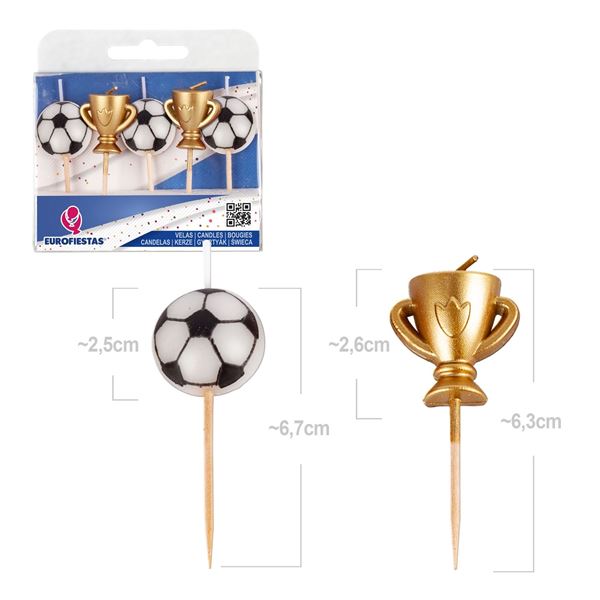5 Velas Bola Taça Futebol