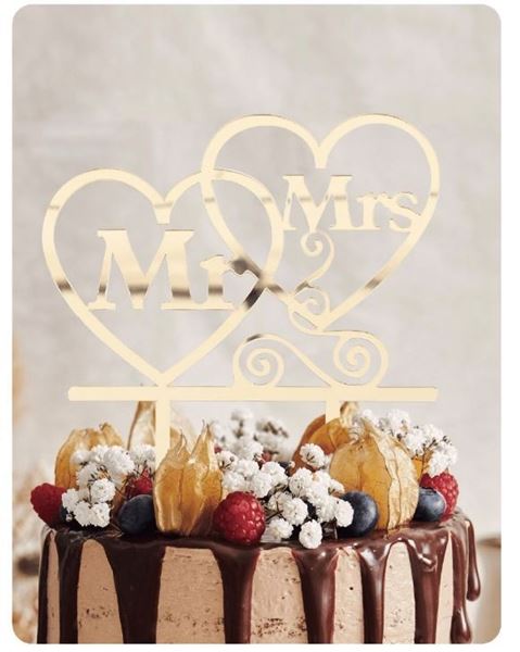 Topo De Bolo Mr Mrs Dourado