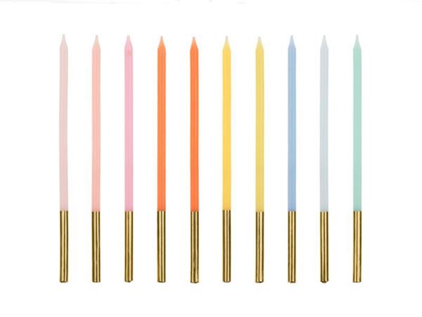 10 Velas Rainbow Gold 14cm