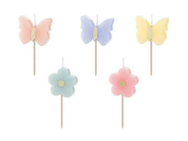 5 Velas Borboletas E Flores
