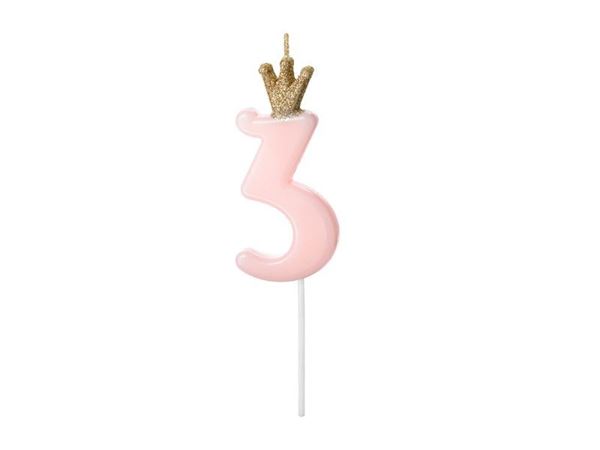 Vela Rosa Com Coroa Nº3