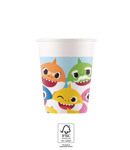 8 Copos Papel Baby Shark