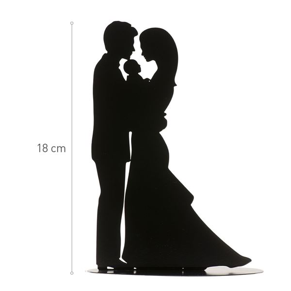 Noivos Com Bebé Metal Preto 18cm