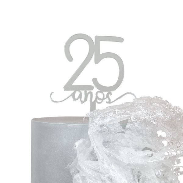 Topper Acrilico Prata 25 Anos