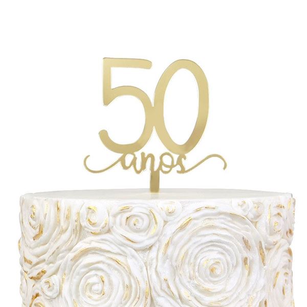 Topper Acrilico Ouro 50 Anos