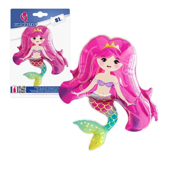 Balão Foil Sereia Rosa 81cm