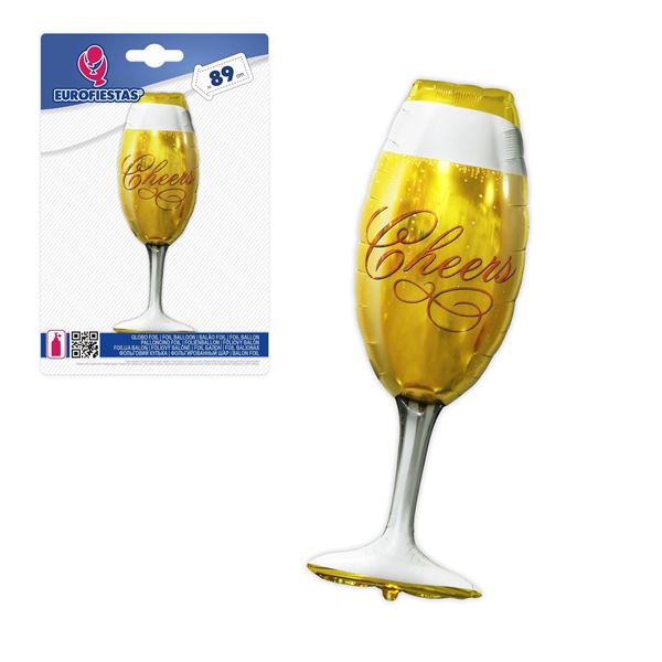 Balão Foil Flute Champanhe Cheers 89cm