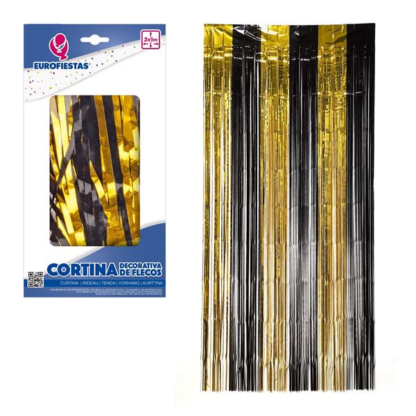 Cortina Decorativa Ouro E Preto
