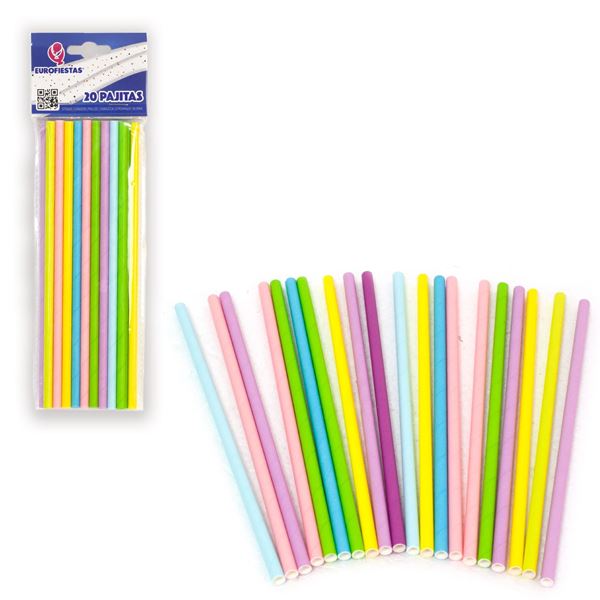 20 Palhinhas Cartão Multicolor