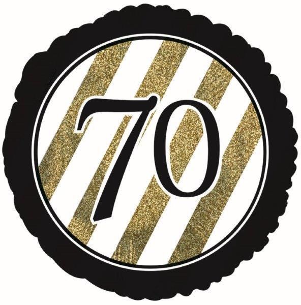 Balão Foil 18" Black & Gold 70 Anos