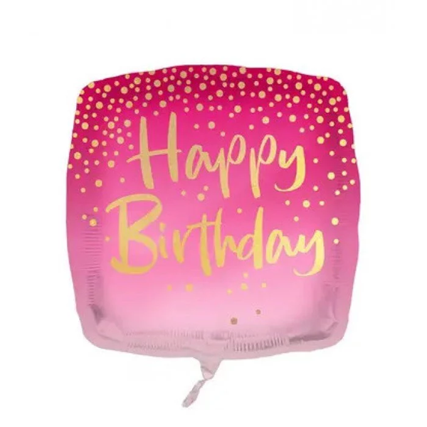 Balão Foil Happy Birthday Rosa 46cm