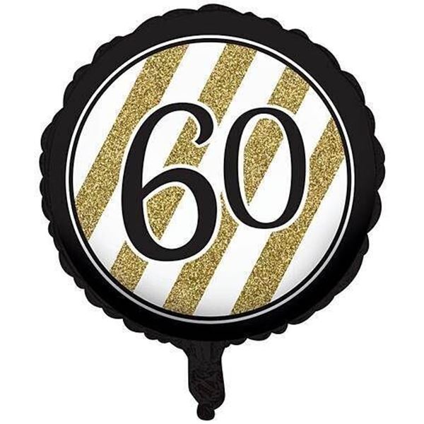 Balão Foil 18" Black & Gold 60 Anos
