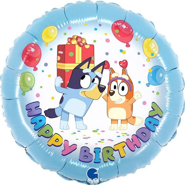 Balão Foil 18" Bluey E Bingo Happy Birthday