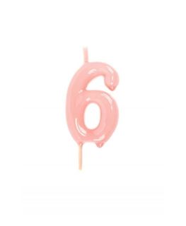 Vela Artesanal Rosa Pastel Nº6