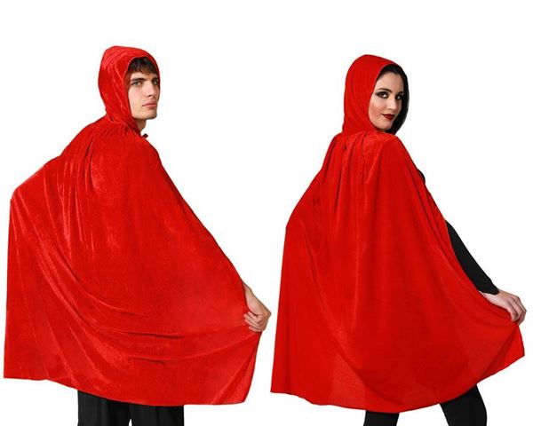 Capa Com Capuz Vermelha Veludo 100cm