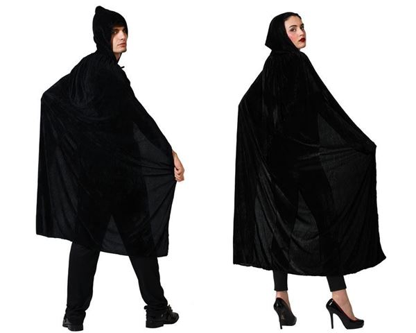 Capa Com Capuz Preta Veludo 140cm
