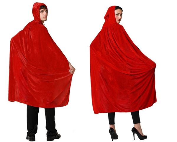 Capa Com Capuz Vermelha Veludo 140cm