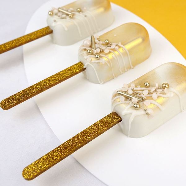 Popsicles Sticks Glitter Ouro 12un