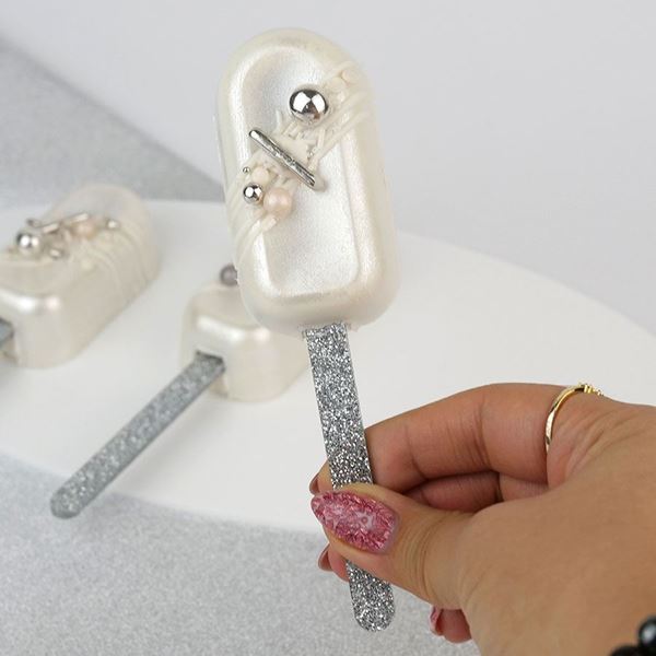 Popsicles Sticks Glitter Prata 12un