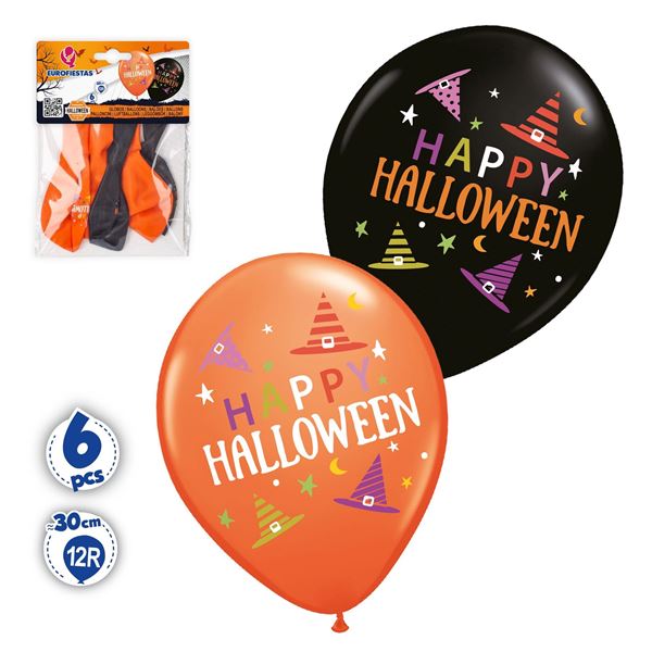6 Balões Latex Halloween Divertido