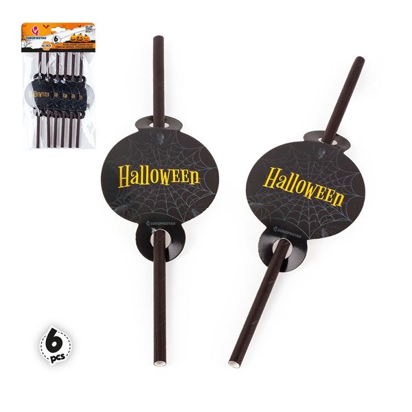 6 Palhinhas Halloween Teia