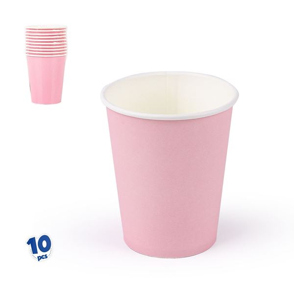 10 Copos Lisos Rosa Pastel