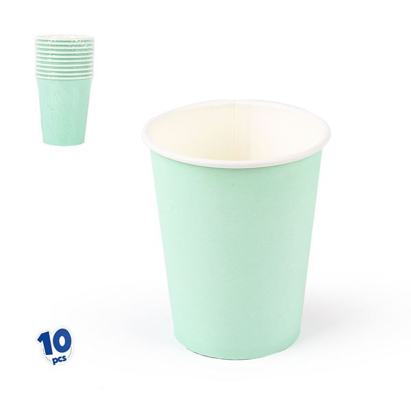 10 Copos Lisos Verde Pastel