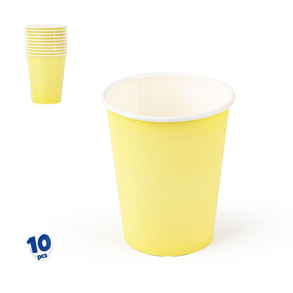 10 Copos Lisos Amarelo Pastel