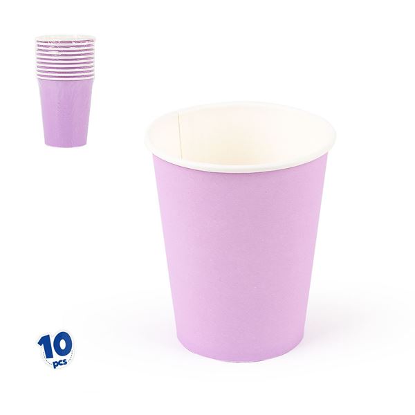 10 Copos Lisos Lilás Pastel