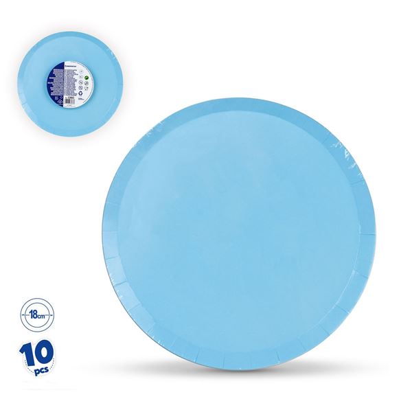10 Pratos 18cm Lisos Azul Claro