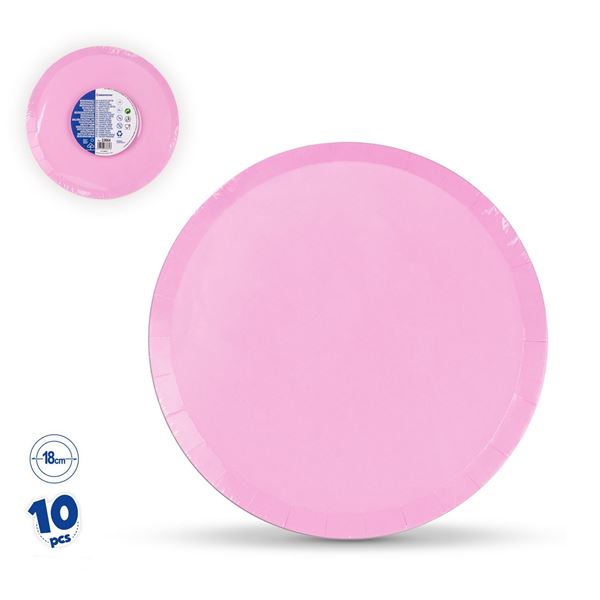 10 Pratos 18cm Lisos Rosa Claro