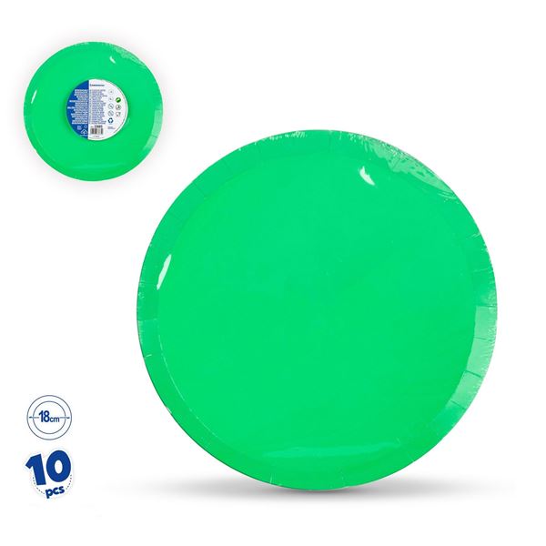 10 Pratos 18cm Lisos Verde
