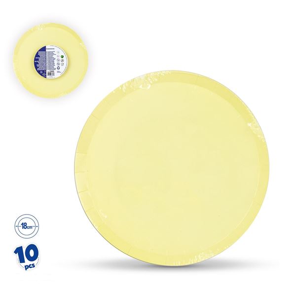 10 Pratos 18cm Lisos Amarelo Pastel