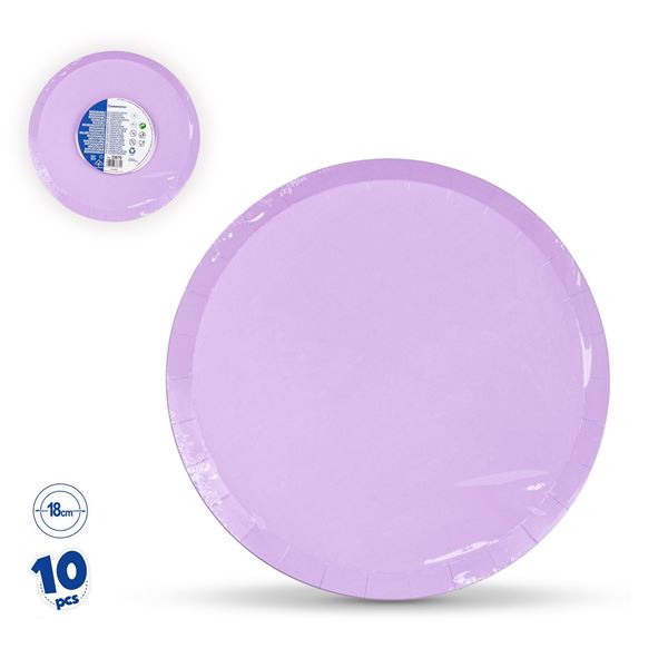 10 Pratos 18cm Lisos Lilas Pastel