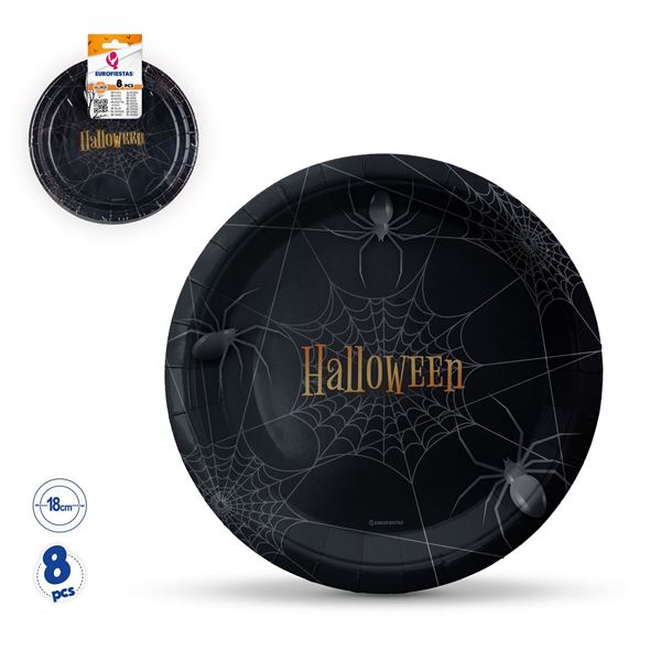 8 Pratos 18cm Halloween Teia