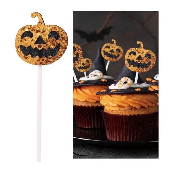 Kit Toppers Abóbora De Halloween 5pcs