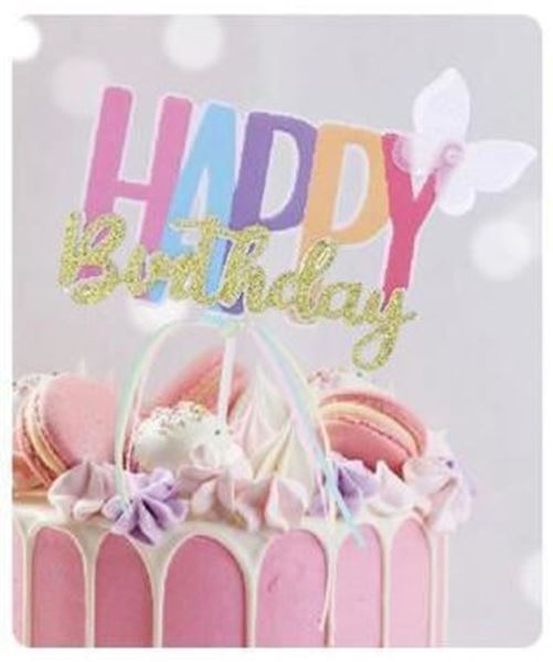 Topo De Bolo Happy Birthday Pastel