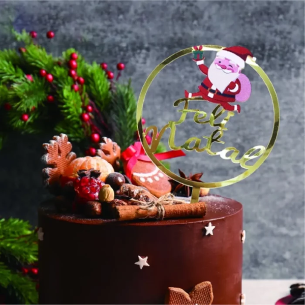 Topo De Bolo Feliz Natal Circular