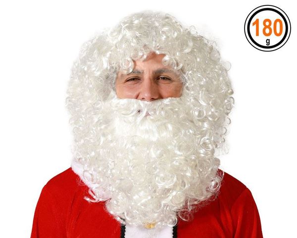 Peruca E Barba Branca Caracóis De Pai Natal