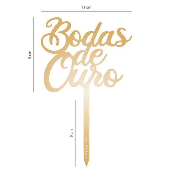 Toper Acrílico Ouro Bodas De Ouro