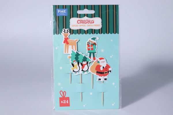 24 Cake Toppers Pai Natal E Amigos