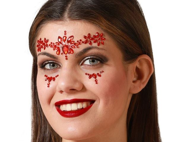 Jóias Faciais Adesivas Vermelho